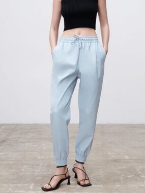 ZARA Faux Leather Jogging Pants